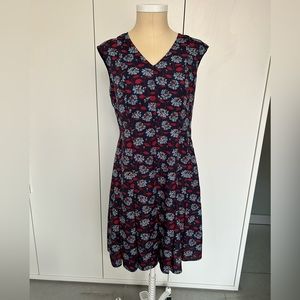 Brooks Brothers sleeveless floral print dress with wide pleated skirt